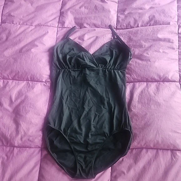Danskin New York City Ballet camisole mock wrap black leotard size L - Picture 2 of 8